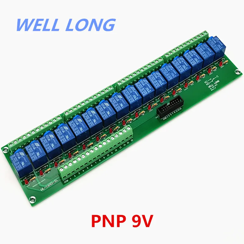 

16 Channel PNP Type 9V 10A Power Relay Interface Module,SONGLE SRD-9VDC-SL-C Relay.