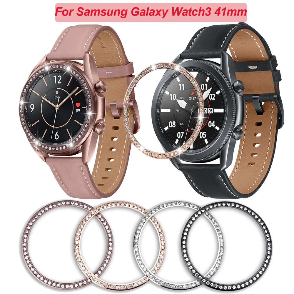 

New Diamond Bezel Metal Styling For Samsung Galaxy Watch3 41mm Ring Adhesive Protector Cover Case Galaxy watch 3 41 Anti Scratch