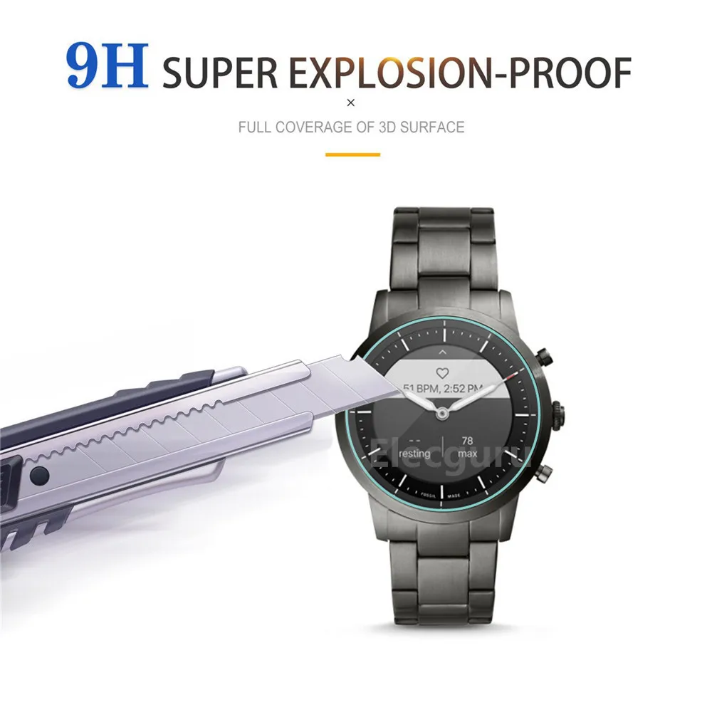 3 упаковки защитная пленка из закаленного стекла для Fossil Hybrid HR Smart Watch, 9H прозрачная защитная пленка для экрана, защищенная от царапин, пузырьковое стекло