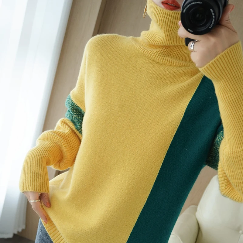 2020 New Cashmere Sweater Women's High-Neck Color