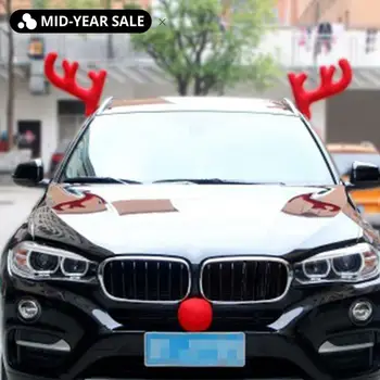 

Hot Reindeer Antlers Jingle Bells Costume Rudolph Car Christmas Ornament Decor with Nose