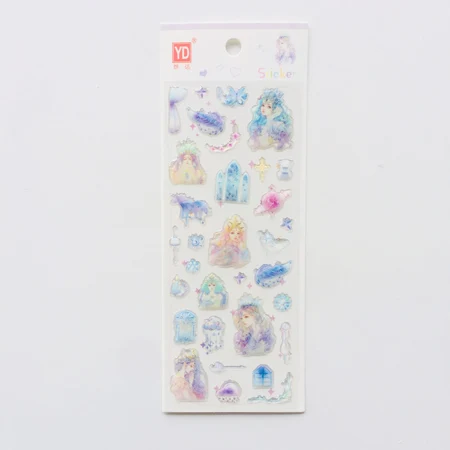 1 лист кристалл принцесса девушка замок декоративные клейкие наклейки украшения - Цвет: E