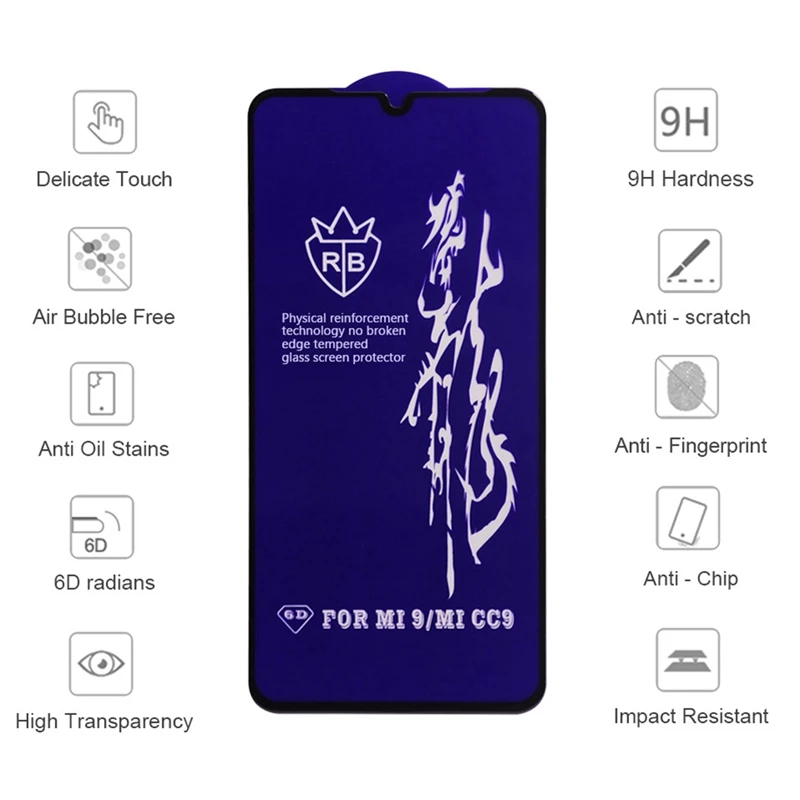 6D закаленное стекло для Xiaomi mi 9 Pro 9T Lite Полное покрытие экрана Защитное стекло для Xiao mi Red mi Note 8 Pro 8T 8A 7A 7 K30 CC9