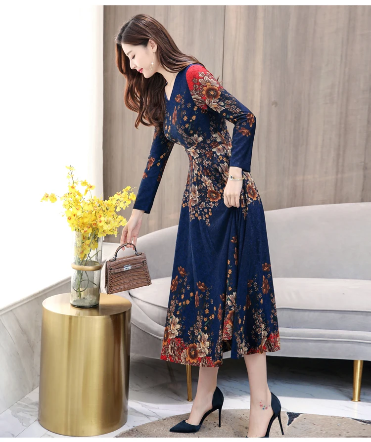 Весна, стиль, приталенное платье с длинным рукавом, элегантное приталенное облегающее длинное платье с цветочным рисунком