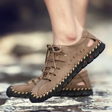 На открытом воздухе новые Нескользящие летние мужские сандалии повседневная обувь Для мужчин пляжные сандалии в римском стиле Для мужчин летняя водонепроницаемая обувь большой размер 38-48