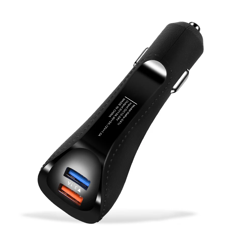Suhach QC 3,0, автомобильное зарядное устройство, быстрая зарядка, зарядное устройство для мобильного телефона, двойной USB, для huawei, Xiaomi, samsung, 2 порта, USB, быстрое автомобильное зарядное устройство - Тип штекера: Black