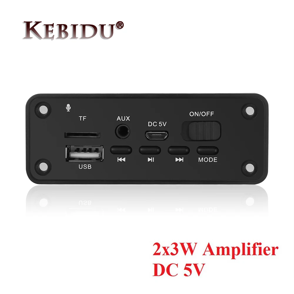 

Kebidu Bluetooth 5.0 MP3 Player Decoder Board 5V 6W Amplifier Hands-free Car FM Radio Module Support FM TF USB AUX Recorders