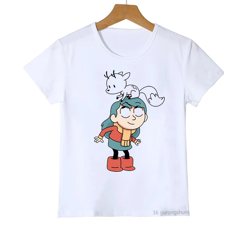 T-Shirt For Girls Cute Hilda And Twig Cartoon Print Tshirts Fashion Girls Clothes Trend Kids Clothes Short-Sleeved T Shirts Tops christian t shirts