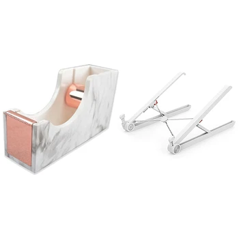 

1 Pcs Marble Texture Desktop Adhesive Tape Dispenser Holder & 1 Pcs Laptop Stand Laptop Stand Desktop Laptop Stand Mount