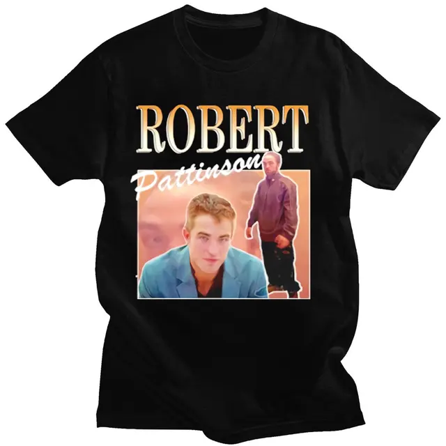 Robert Pattinson 90s Vintage Unisex Black Tshirt Men T Shirt Oversized Graphic T Shirts 100% Cotton T-shirt Man Woman Tees Tops Black 1425