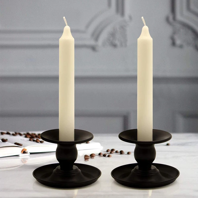 Iron European Style Candlestick Stand Candle Holder Vintage Retro Classic Look Taper Matte Black For Wedding | Дом и сад