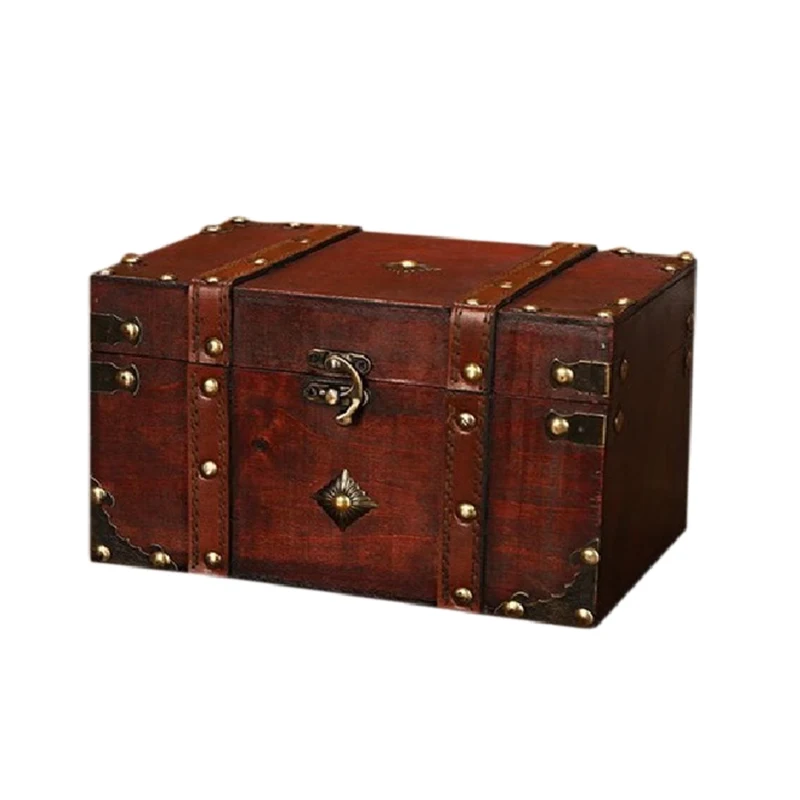 Retro Treasure Chest Vintage Wooden Storage Box Antique Style Jewelry Organizer for Trinket Big | Дом и сад