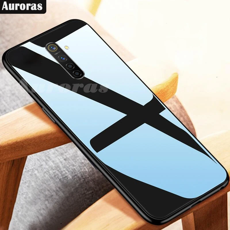 Auroras For Realme 5 Pro Tempered Glass Case with Soft Frame Shockproof Back Cover 3 X2 X Q XT Cases Funda | Мобильные телефоны и