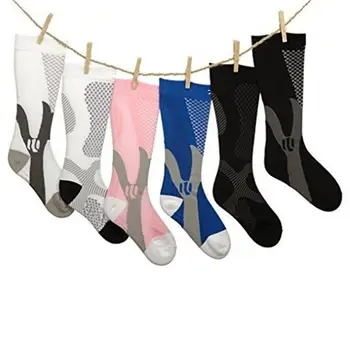 

Men Women Leg Support Running Athletic Color Block Stretch Compression Socks Below Knee Long Stockings