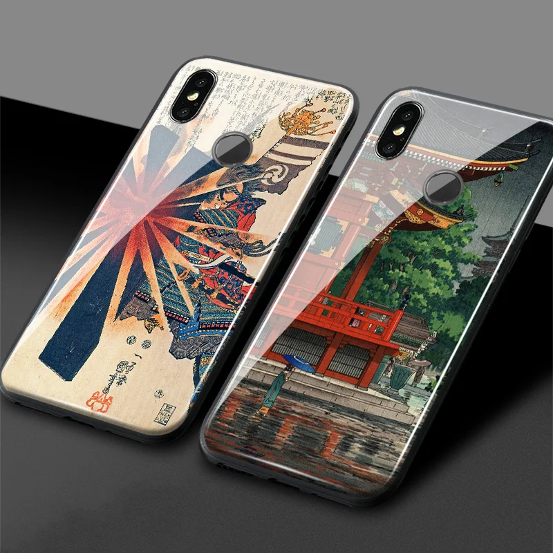 Мягкий силиконовый стеклянный чехол для телефона Ukiyo e в японском стиле Xiaomi mi 6 8 9 SE