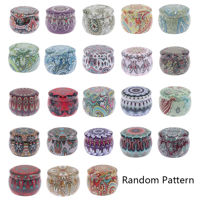 1pc Candy Cookie Box Mini Elegant Flower Tin Box DIY Candle Jar Balm Round Empty Lipstick Case Color Randomly