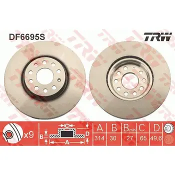 

Brake disc SEAT ALHAMBRA/VW SHARAN-front vent D = 314mm. TRW DF6695S