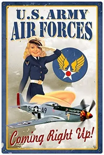 Ylens Air Force Pinup - Pin-Up Girl Tin Signs Vintage Style Metal As Wall Decor Decorative Retro Coffee Bar Sign | Дом и сад