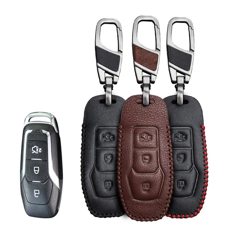 Автомобильный Брелок-брелок для Ford Mondeo MK3 MK4 MK5 3 4 5 Mustang Edge Focus аксессуары для Ford Key кожаный чехол-брелок