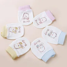 Милый ребенок новорожденный митенки Мультфильм Печать перчатки хлопок Защита лица против царапин анти-захватывающие перчатки для младенцев