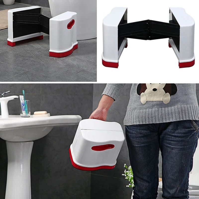cheap New Collapsible Toilet Stool Ottoman Portable Stool Plastic Foot Stool Thick Bathroom Stool