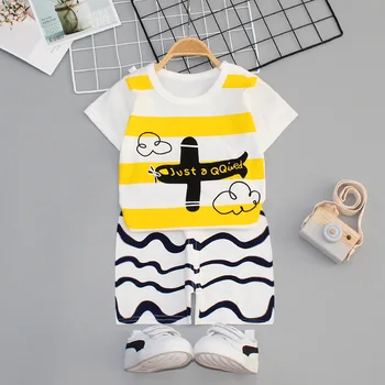 

2020 Baby Boys Girls Clothing Set Summer Short Sleeve Cartoon Cotton Children Kids Clothes Suit Outerwear T-shirts Two-piece Set