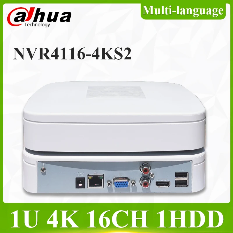 Dahua NVR4116-4KS2 16CH Smart 1U 4K &amp H.265 Lite сетевой видеорегистратор до 8MP 1SATA No POE Замена NVR4116HS-4KS2