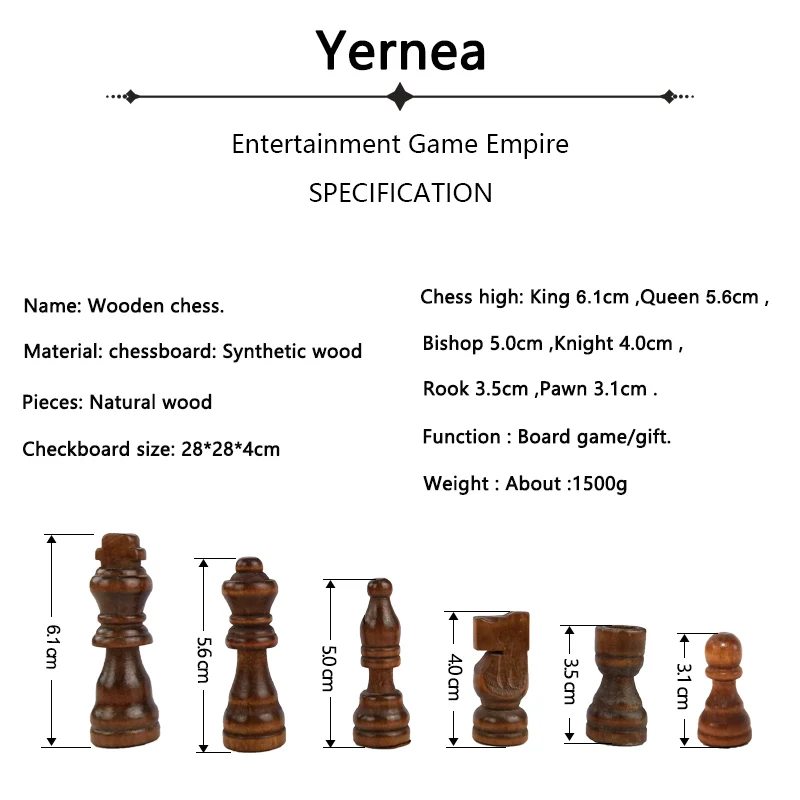 New Pattern Chess Pieces Wood Wood Coffee Table Professional Chess Board Family Games Chess Set Traditional Games Yernea - Image 2