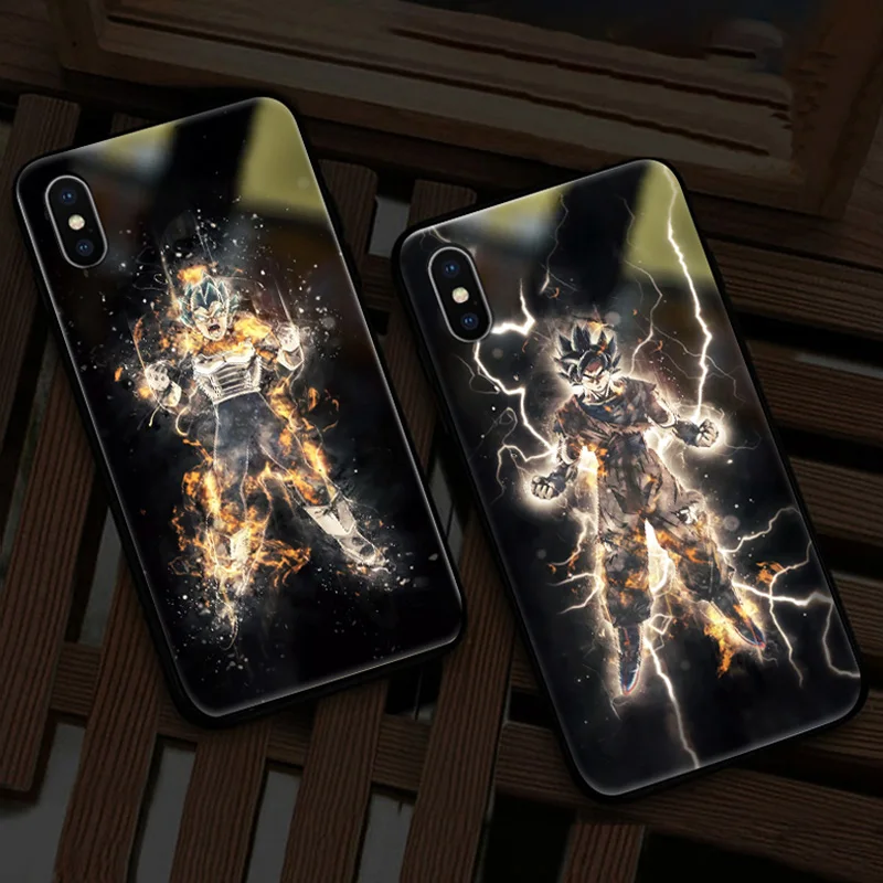 X-it Smart LED Glowing Phone Case For Apple iPhone X XS XR MAX 6 6S 7 8 Plus Cases Back Cover Vegeta Goku cases | Мобильные телефоны