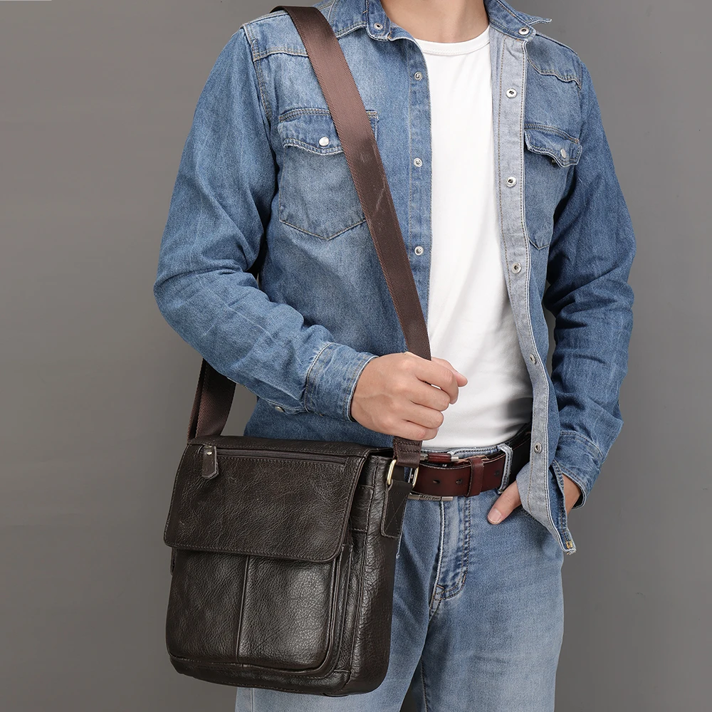 Men Leather Bags Shoulder Crossbody | Men's Cowhide Leather