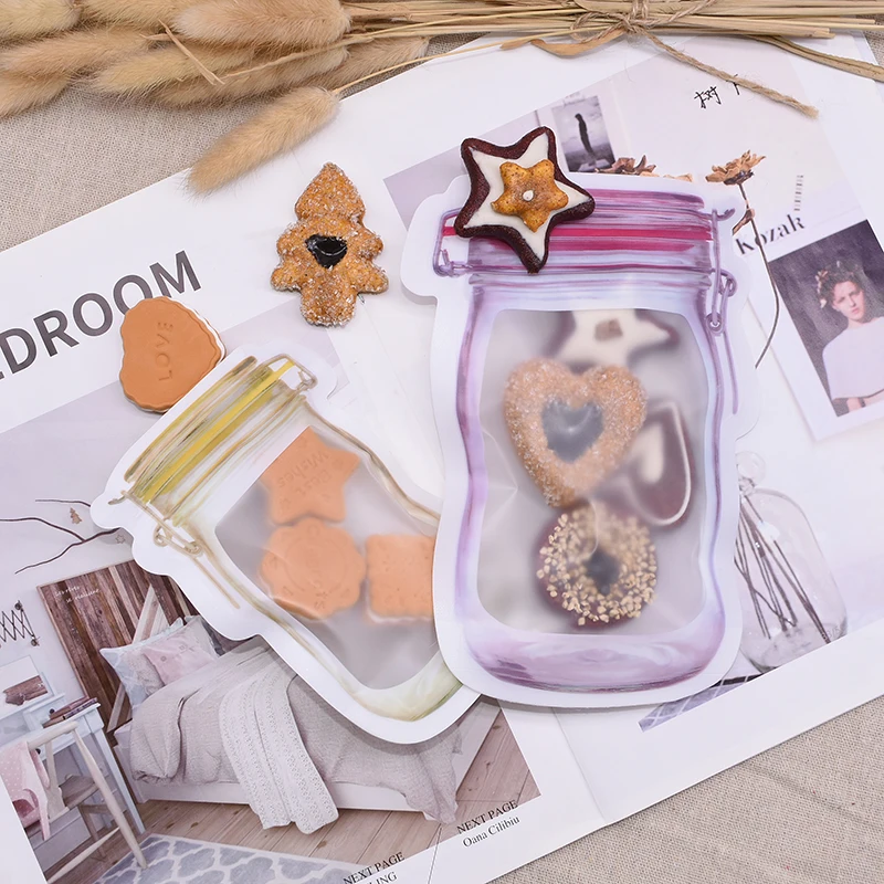 5 шт. Mason Jar сумки на молнии пластиковые многоразовые банки сумки закуска сумка герметичная еда сэндвич сумки для хранения Домашний кухонный Организатор