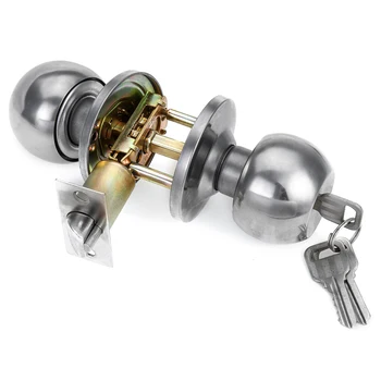 

Stainless Steel Round Door Knobs Rotation Lock Knobset Handle With Key for Bedrooms Living Rooms Bathrooms Thickness 24-45mm