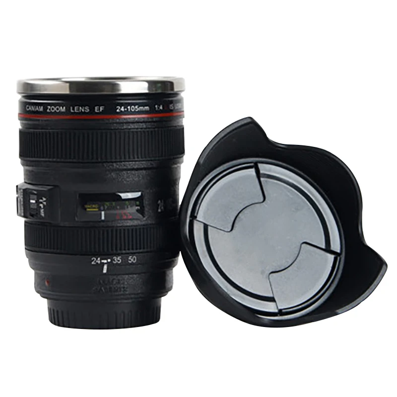

GEEKHOM Stainless Steel SLR Camera EF24-105mm Lens Coffee Mugs 1:1 Scale Caniam Coffee Tea Mug Cup Personality Creative Gift