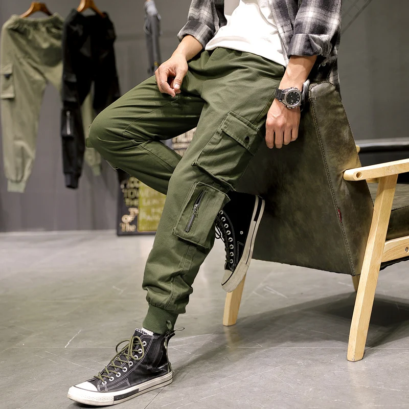 Plus Size Multi-Pockets Cargo Pants Men Streetwear Baggy Jogger Ankle-Length Harem 6XL 7XL 8XL | Мужская одежда