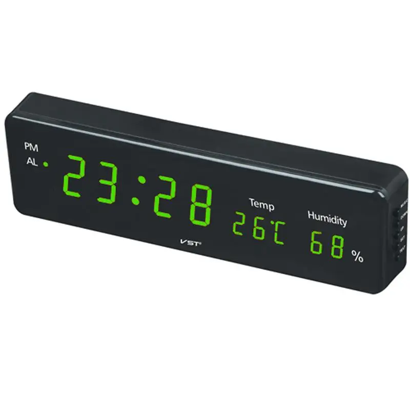 Большие цифровые настенные часы с большим ЖК-дисплеем с температурной влажностью horloge, настенные электронные настольные часы, настольные часы с будильником - Цвет: green