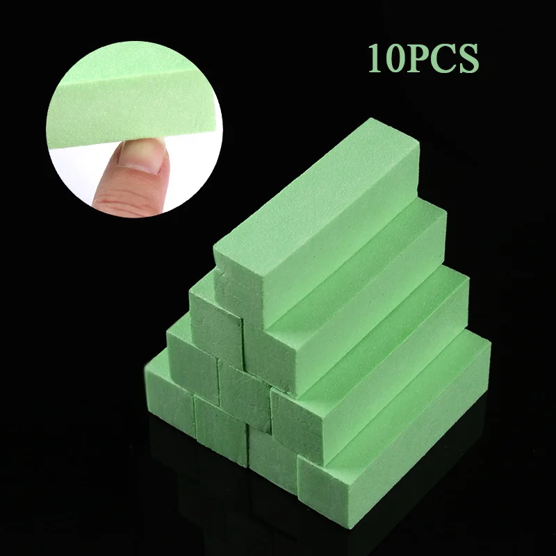 10pcs-green Розовая белая шлифовальная губка для ногтей, набор напильников, шлифовальная полировка, пилочка для ногтей, Маникюрный Инструмент для дизайна ногтей, 5 шт./комплект - Цвет: 10pcs-green