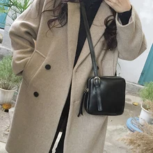 Шерстяное пальто женское осеннее элегантное пальто с отложным воротником и длинным рукавом Женское пальто повседневное женское зимнее пальто с двойными карманами
