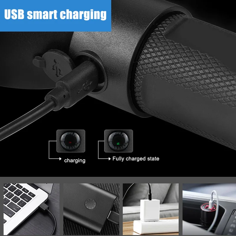 Newly 360 Degree Rotating Magnet LED USB Chargeable Flashlight Torch Work Light for Outdoor Lighting XSD88