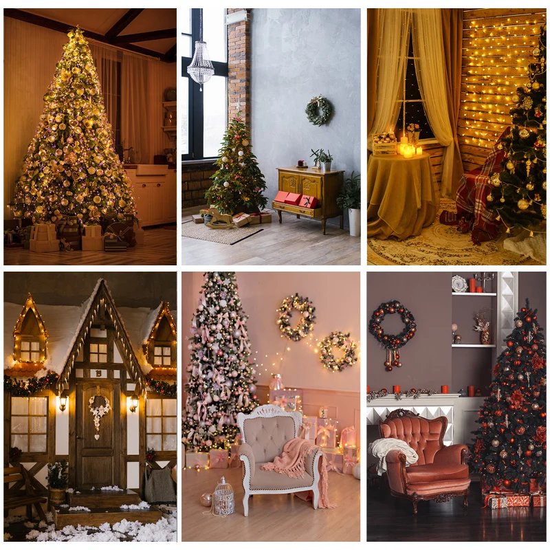 

SHENGYONGBAO Art Fabric Christmas Day Backdrops Prop Christmas Tree Festival Theme Photo Studio Background 20109SSD-02