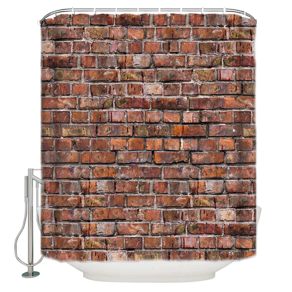 Grieta En La Pared De Ladrillo De Piedra Roja Retro Cortina De