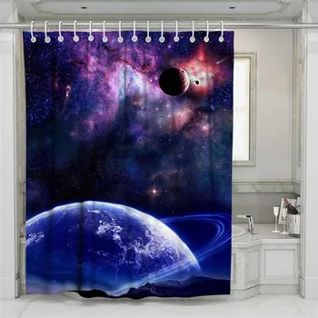 

3D Galaxy Starry Sky Beach Shower Curtain Bathroom Waterproof Polyester Printing Curtains for Bathroom Shower