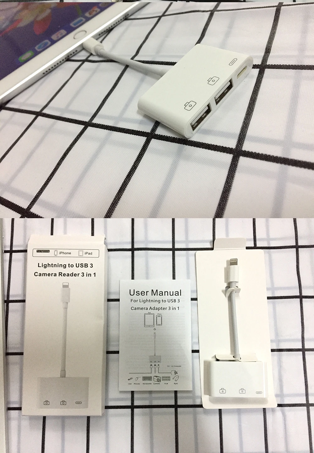 Reilim OTG двойной USB адаптер для iPhone 8 X iOS 13 USB камера U флэш-накопитель конвертер для lightning USB кабель наушники