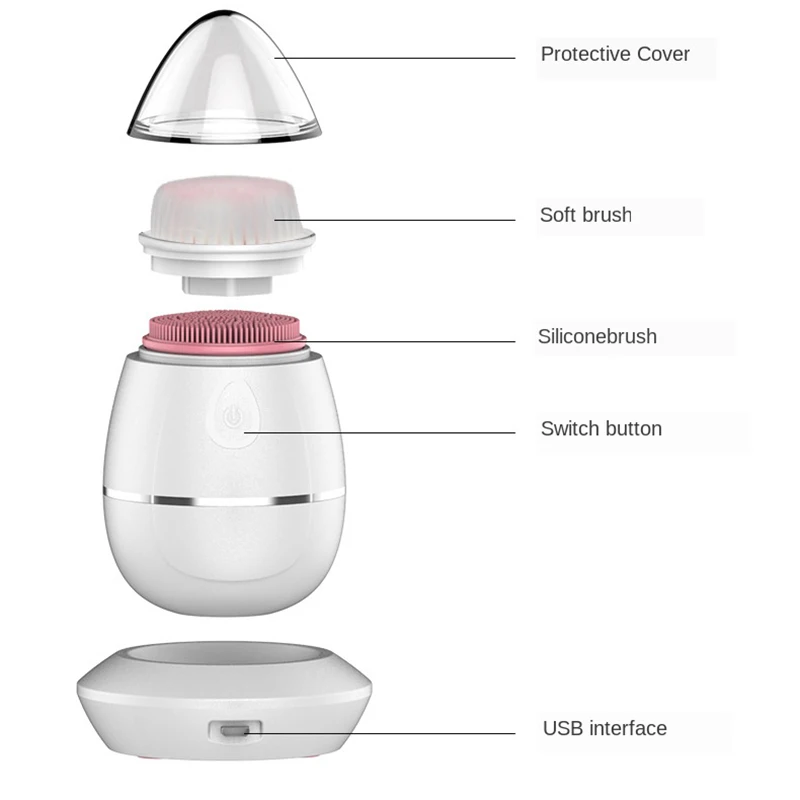 Ultrasonic Face Cleaning Device Wireless Charge Vibration Waterproof Face Massager Pores Cleansing
