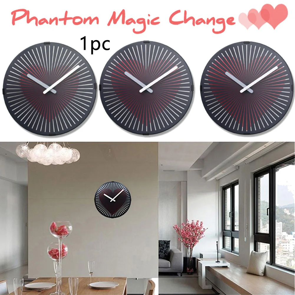 

12 Inch Heart Phantom Dynamic Wall Clock Living Room Bedroom Art Home Modern Decor DIY Phantom Wall Living Room Bedroom Art