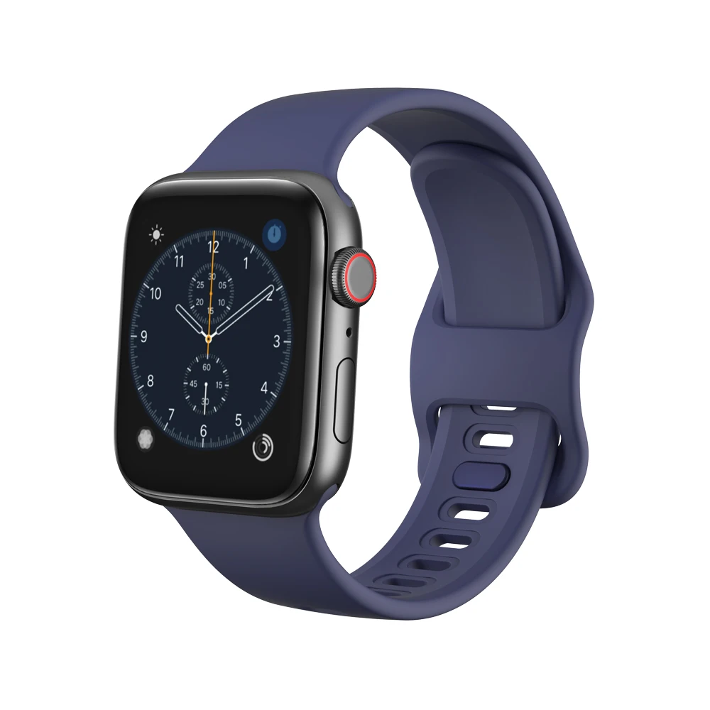 Спортивный ремешок для Apple watch 44 мм 40 мм iWatch 42 мм 38 мм pulseira Apple watch 5 4 3 жидкий силиконовый ремешок для часов браслет - Цвет ремешка: nidnight blue