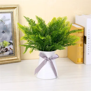 

Artificial Green Fern Wedding Party Decorative PVC Fake Plant Grass Home Office Hotel Plant Decor, 5 Branches