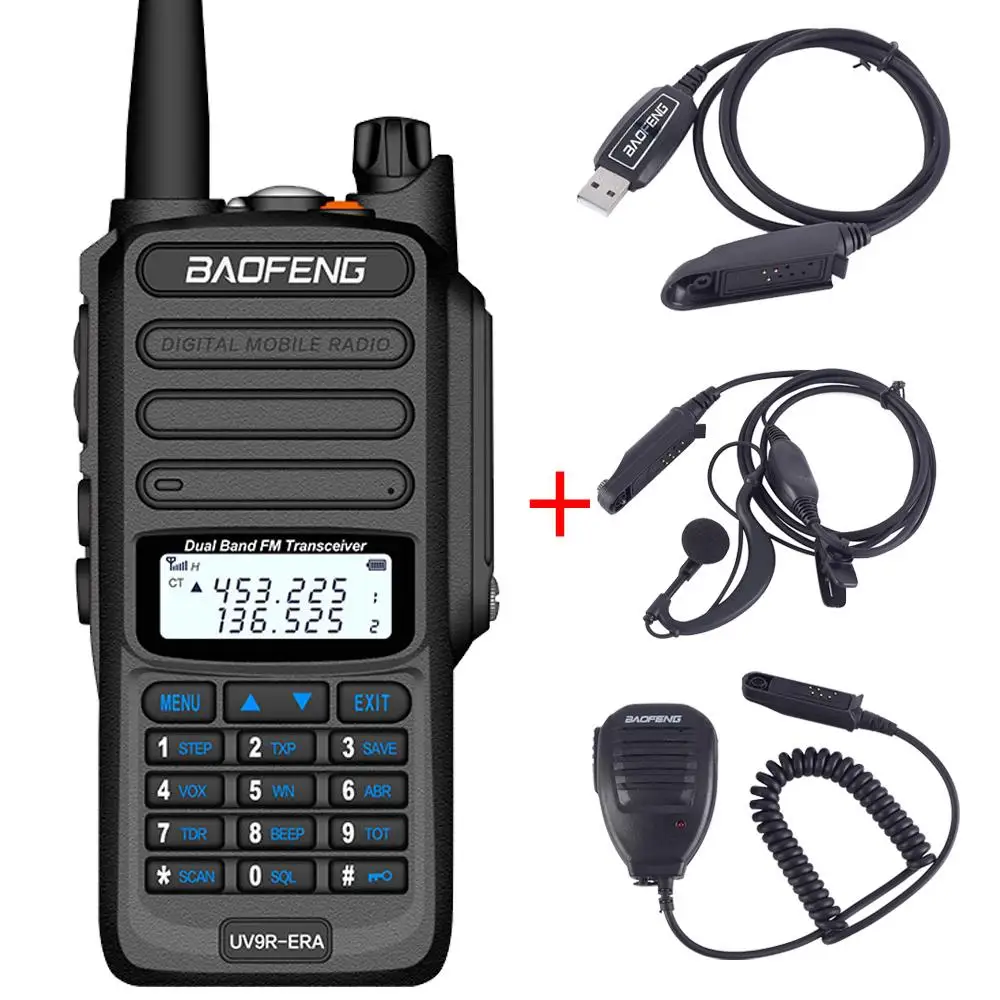 ERA-B-Cable-Ear-Mic Baofeng версия портативная рация 25 км 10 Вт IP68 Водонепроницаемая Baofeng uv-9r ERA plus cb ham Радио comunicador UHF VHF радио - Цвет: ERA-B-Cable-Ear-Mic