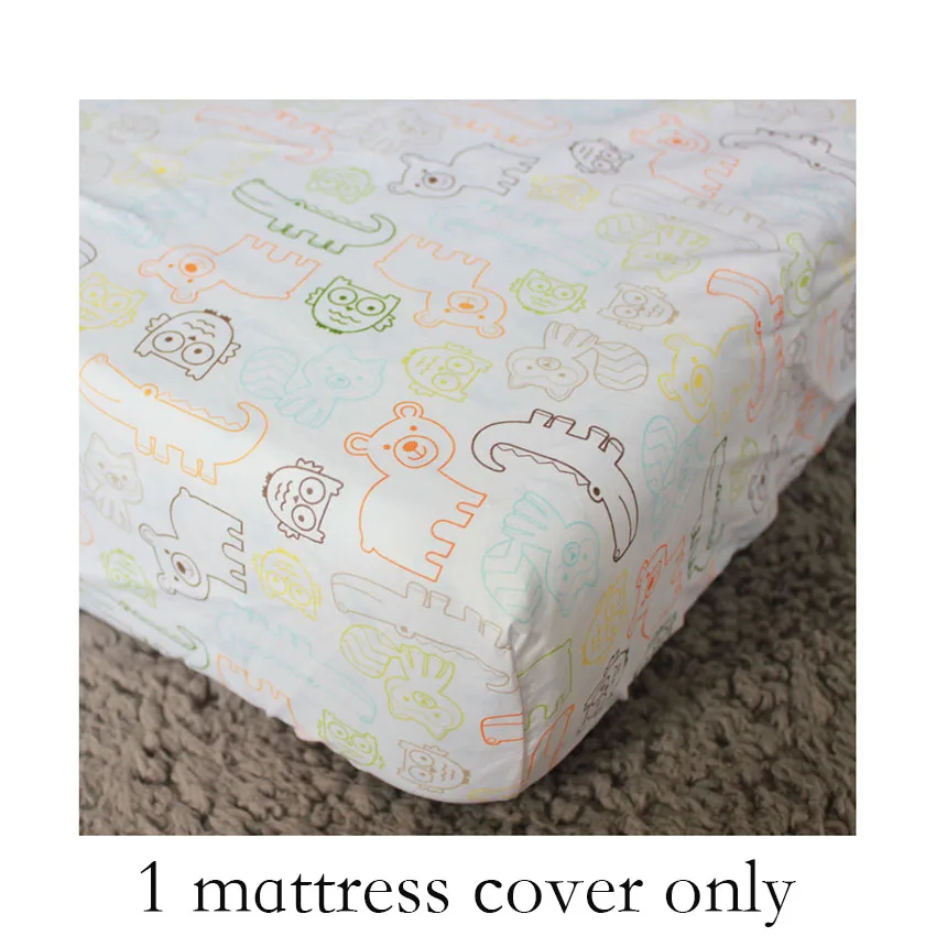 1 mattress cover Детский комплект постельного белья с изображением животных, слона, детская кроватка для мальчика, Комплект постельного белья s, комплект детской кровати, одеяло, матрас, юбка для детской кроватки защита для кроватки, бамперы - Цвет: 1 mattress cover