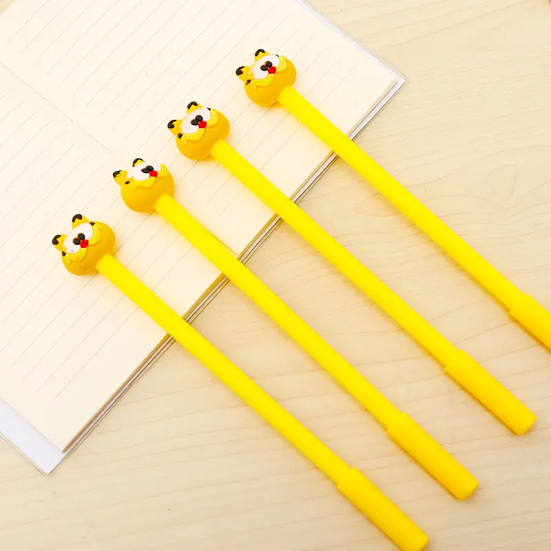 12Pcs/pack Korean Funny Cartoon Tiger Gel Pen Blue Ink Cat Animal Cute Stationery Kawai Kawaii School Pencil Bag Case Stationar