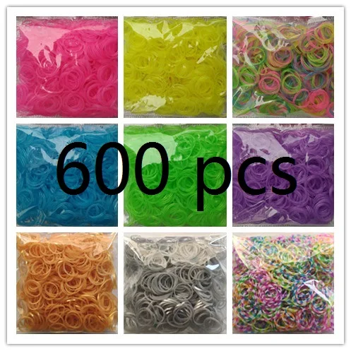 Gomas de goma para el pelo para niños, 600 Uds., coloridas, para hacer pulseras tejidas, Juguetes DIY, regalo de Navidad 2020